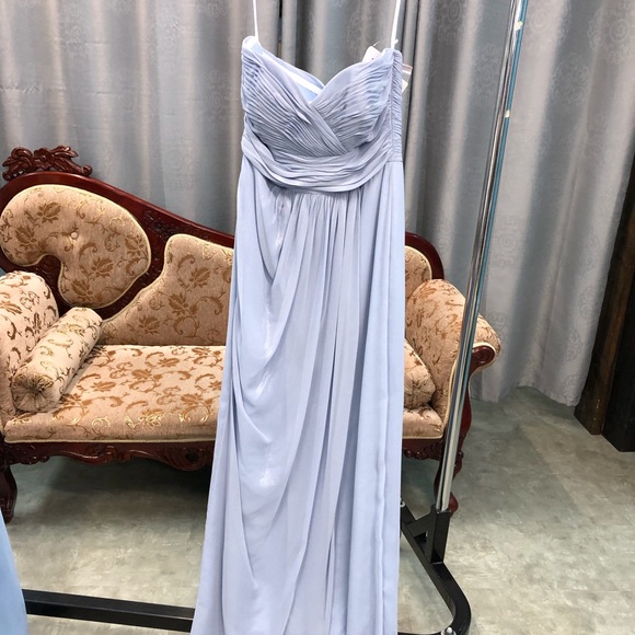 Dessy Lux Shimmer Chiffon Bridesmaid Dress Ruched - Picture 2 of 13